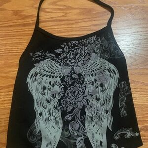 SHEIN Black Graphic Camisole Crop Top